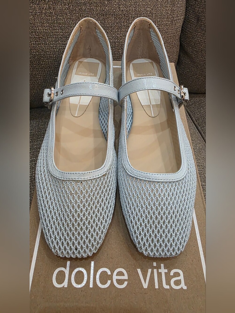 Dolce Vita Light Blue Rodney Mesh Mary Jane Flats with Strap